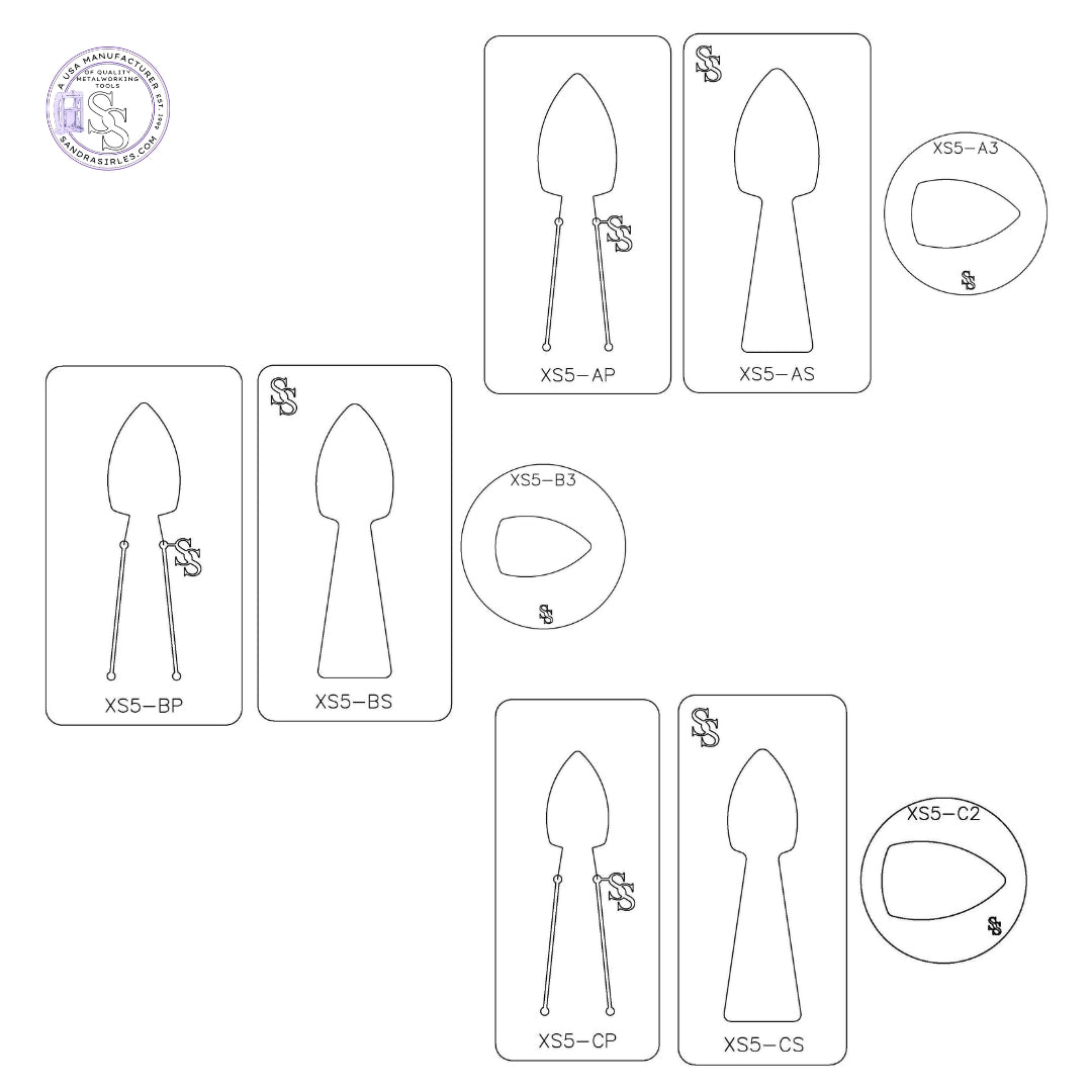 XS5 TRIO: EXACT SIZE FORMING DIE TRIO SETS: 1 SILHOUETTE DIE, 1 PANCAKE DIE, 1 SPACER DIE